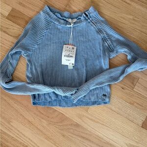 Pull&Bear Light Blue Ribbed Sweatshirt